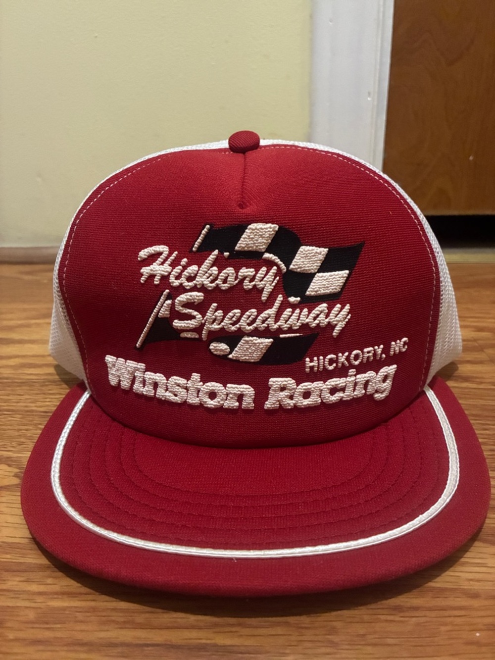 Vintage Hickory Speedway Winston Racing Trucker Hat - Red & White